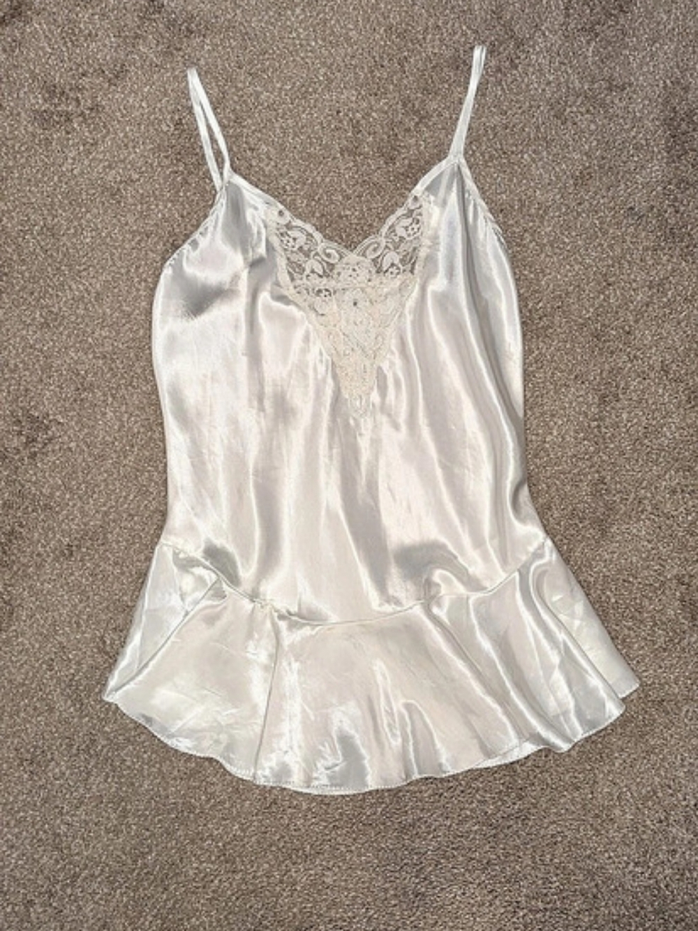 Vintage Amelia's Satin Lace Trim Chemise in Ivory